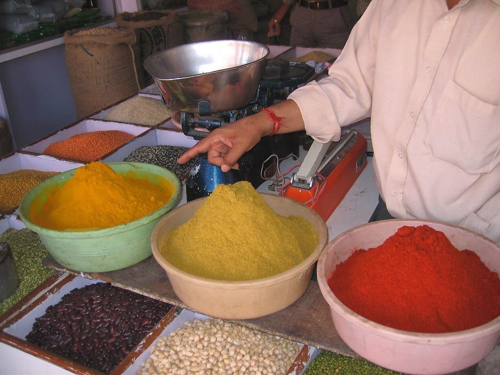 Spices for sale in a Jaipur market