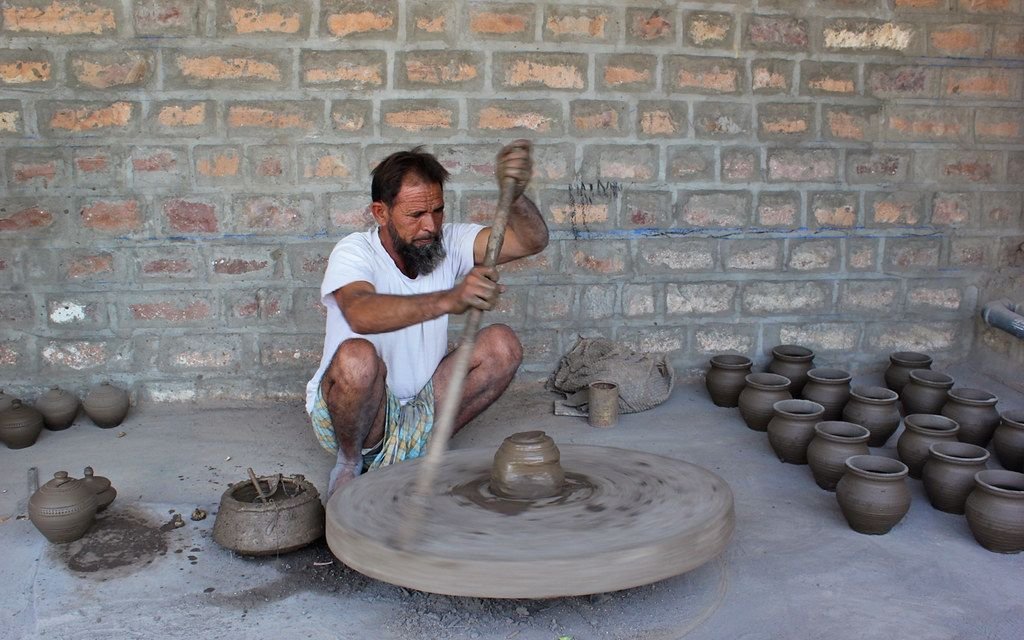 Potter at work in a village near Jodhpur