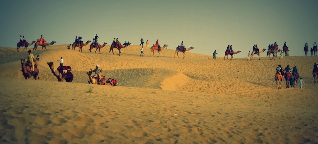 Camel rides on the sand dunes near Jaisalmer